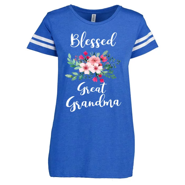 Blessed Great Grandma Flower Bouquet Gift For Grandma Gift Enza Ladies Jersey Football T-Shirt