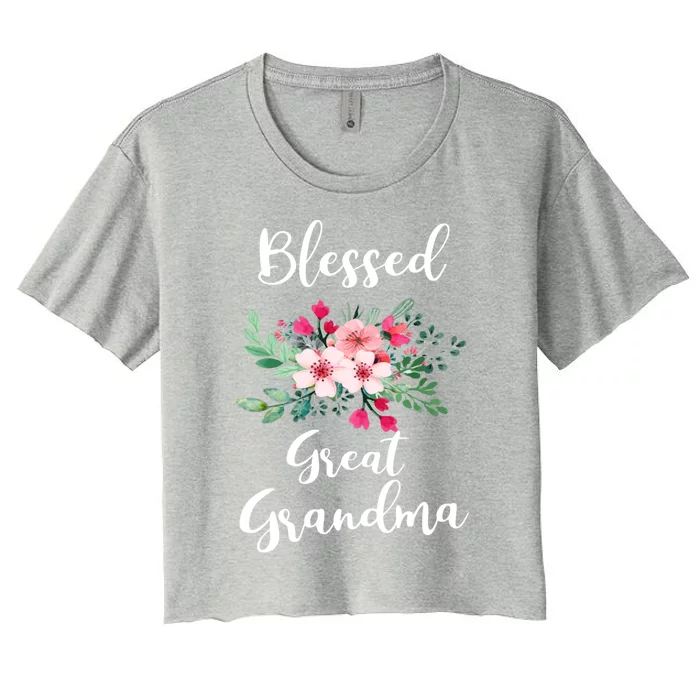 Blessed Great Grandma Flower Bouquet Gift For Grandma Gift Women's Crop Top Tee