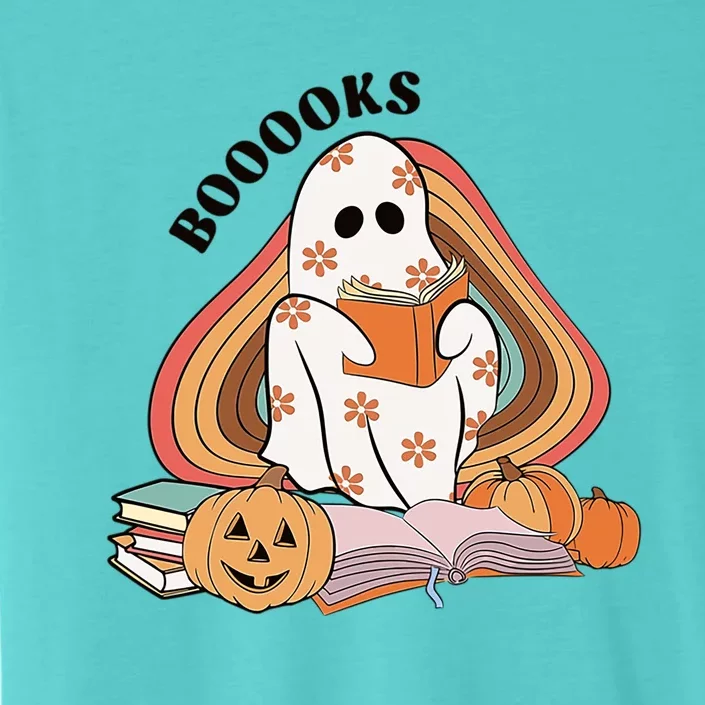 Booooks Groovy Ghost Reading Book Teacher Halloween Gift ChromaSoft Performance T-Shirt