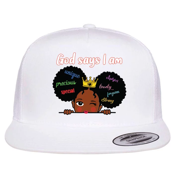 Black Girl God Says I Am Black Melanin History Month Pride Flat Bill Trucker Hat