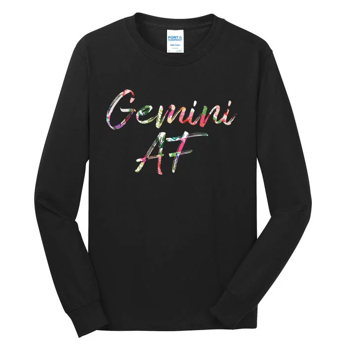 Birthday Gifts Gemini AF Floral Tall Long Sleeve T-Shirt