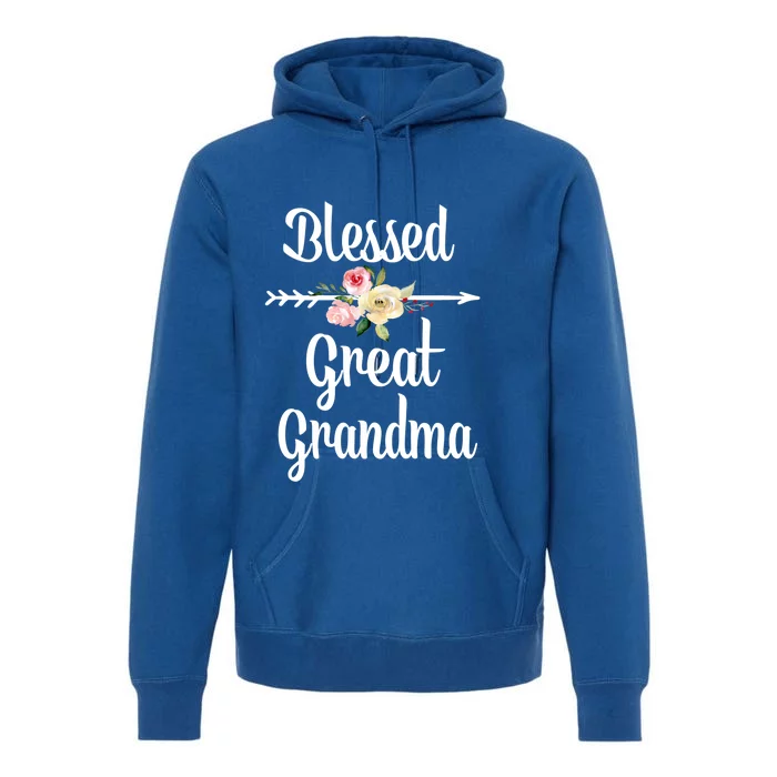 Blessed Great Grandma Flower Arrow Great Gift Great Grandma Cool Gift Premium Hoodie