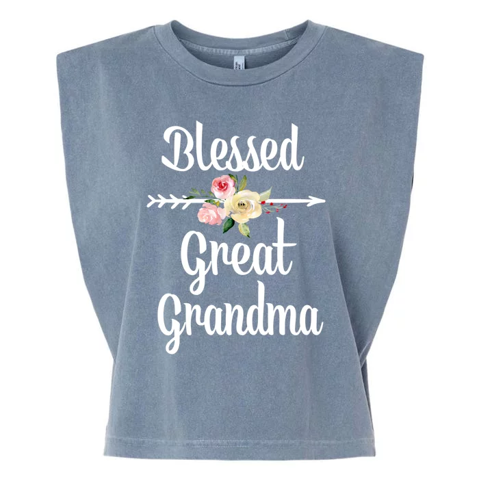 Blessed Great Grandma Flower Arrow Great Gift Great Grandma Cool Gift Garment-Dyed Women's Muscle Tee