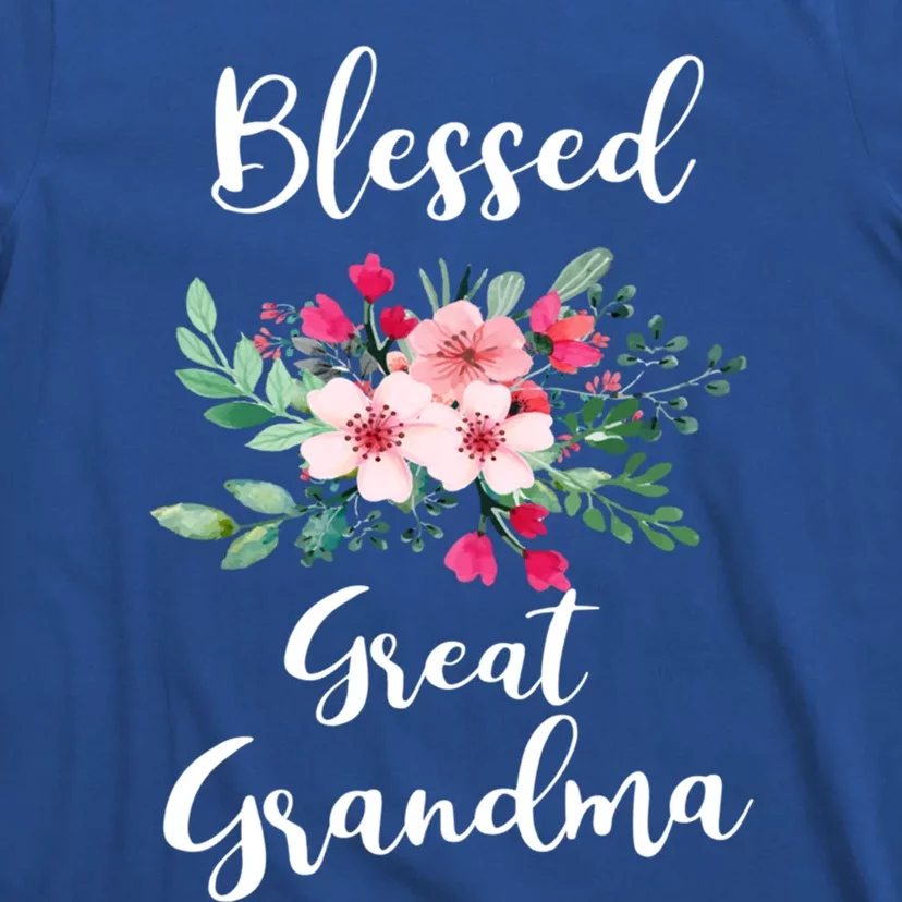 Blessed Great Grandma Flower Bouquet Gift For Grandma Gift T-Shirt