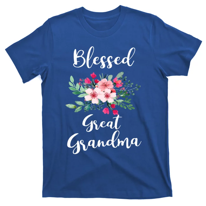 Blessed Great Grandma Flower Bouquet Gift For Grandma Gift T-Shirt