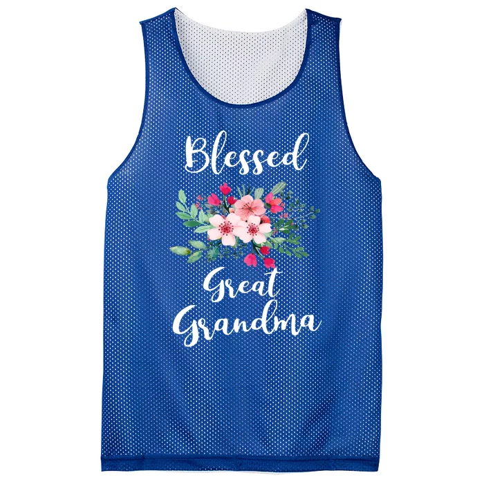 Blessed Great Grandma Flower Bouquet Gift For Grandma Gift Mesh Reversible Basketball Jersey Tank