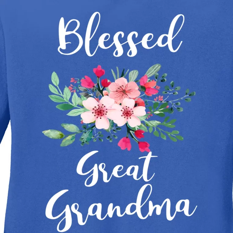 Blessed Great Grandma Flower Bouquet Gift For Grandma Gift Ladies Long Sleeve Shirt