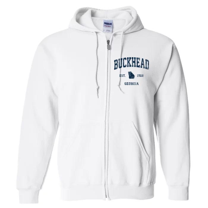 Buckhead Georgia Ga Vintage Athletic Full Zip Hoodie