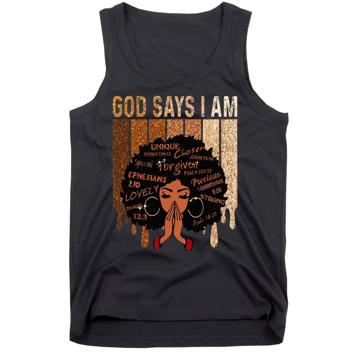 Black Girl God Says I Am Black Melanin Juneteenth Tank Top