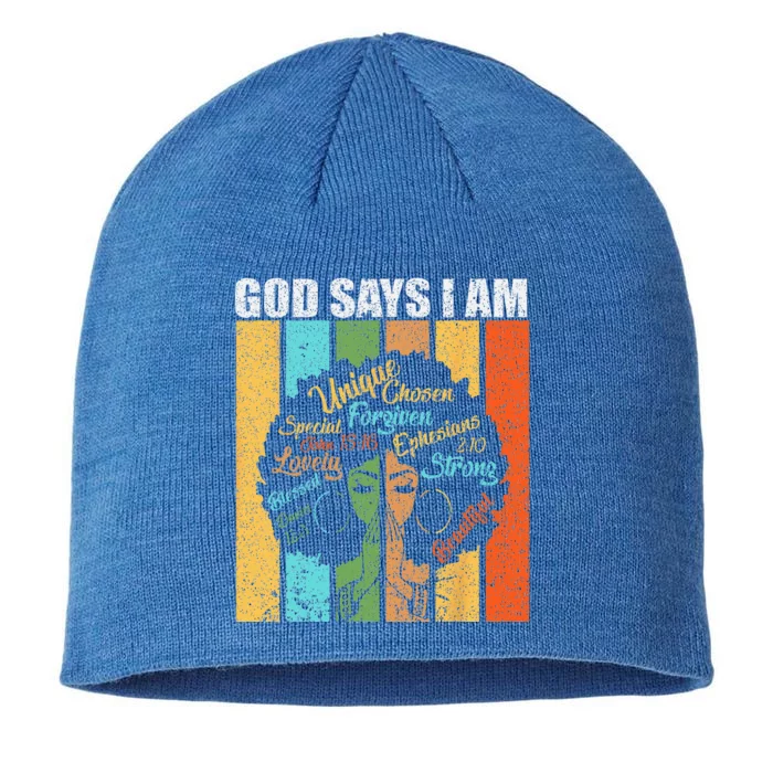 Black Girl God Says I Am Black Melanin Juneteenth 8 1/2in Sustainable Knit Beanie