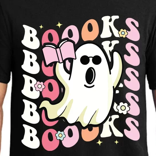 Boooks Ghost Groovy Book Reading Halloween Teacher Pajama Set