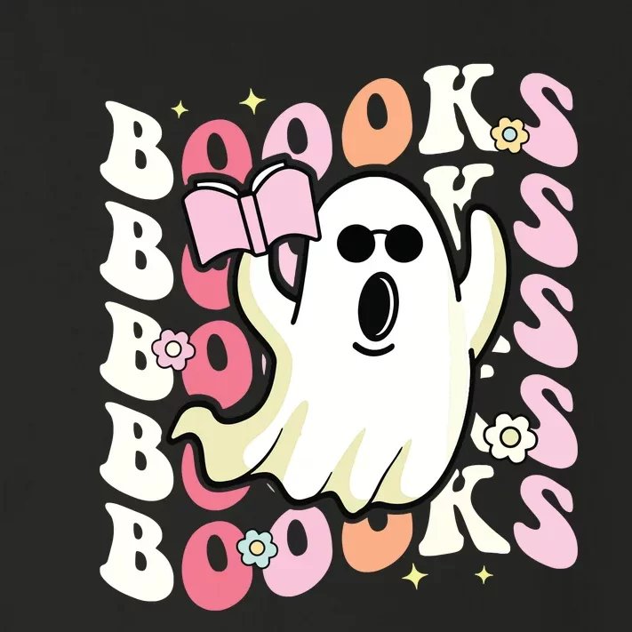 Boooks Ghost Groovy Book Reading Halloween Teacher Toddler Long Sleeve Shirt