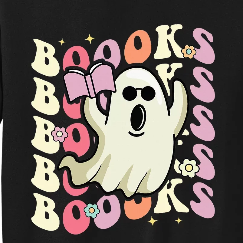 Boooks Ghost Groovy Book Reading Halloween Teacher Tall Sweatshirt