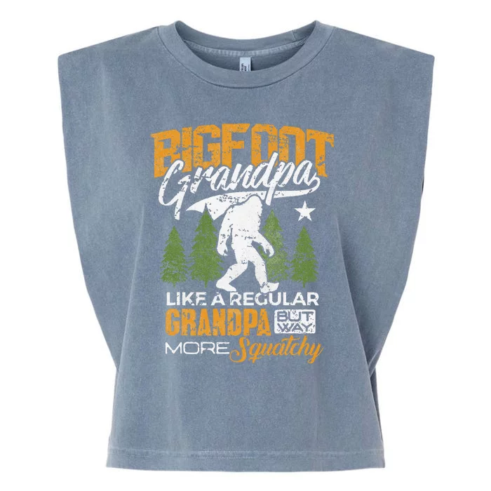 Bigfoot Grandpa Grandfather Sasquatch Yeti Camping Garment-Dyed Women's Muscle Tee