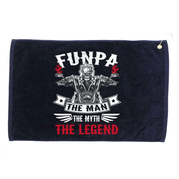 Biker Grandpa Gift Funpa The The Myth The Legend Motorcycle Gift Grommeted Golf Towel