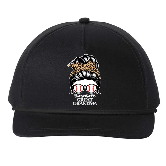 Baseball Great Grandma Messy Bun Hair Funny Baseball Grandma Gift Snapback Five-Panel Rope Hat