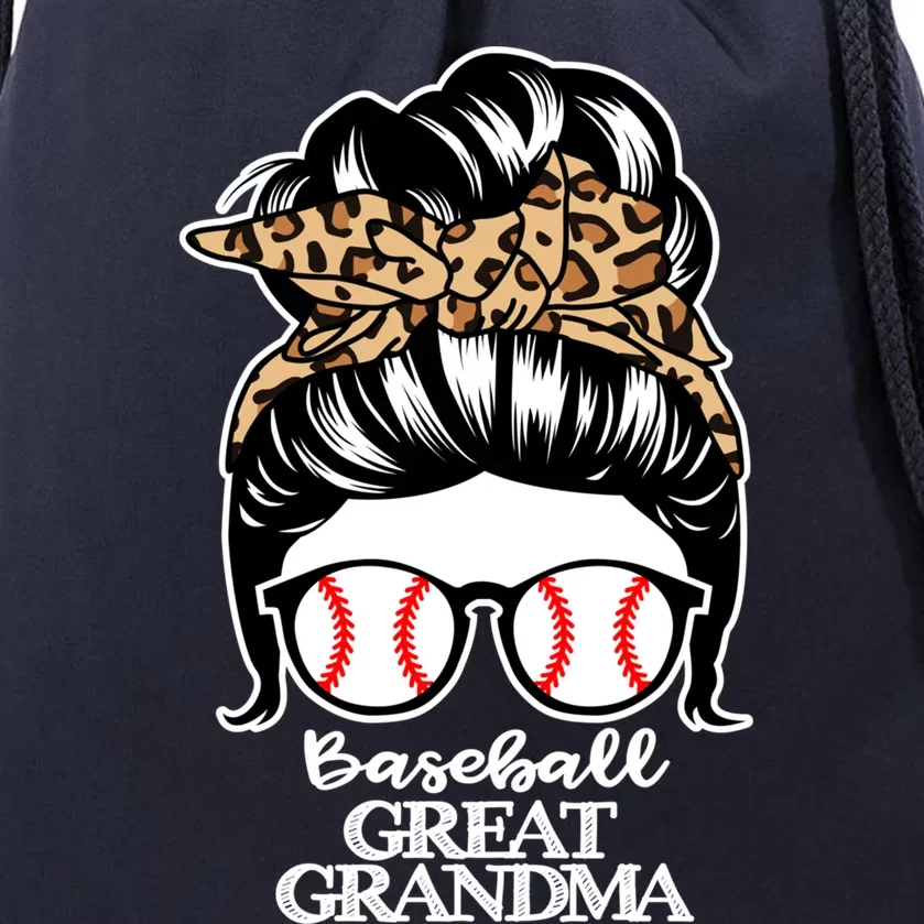 Baseball Great Grandma Messy Bun Hair Funny Baseball Grandma Gift Drawstring Bag