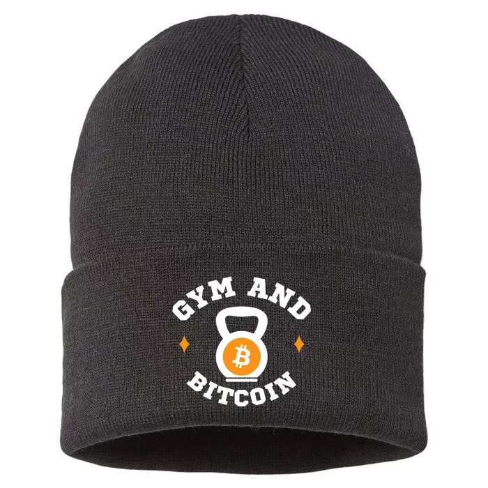 Bitcoin Gym Gym & Bitcoin Fun Crypto Gymwear Bodybuilding Sustainable Knit Beanie