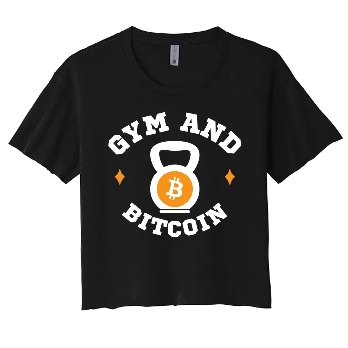 Bitcoin Gym Gym & Bitcoin Fun Crypto Gymwear Bodybuilding Women's Crop Top Tee