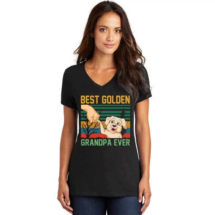 Best Golden Grandpa Ever Women's V-Neck T-Shirt