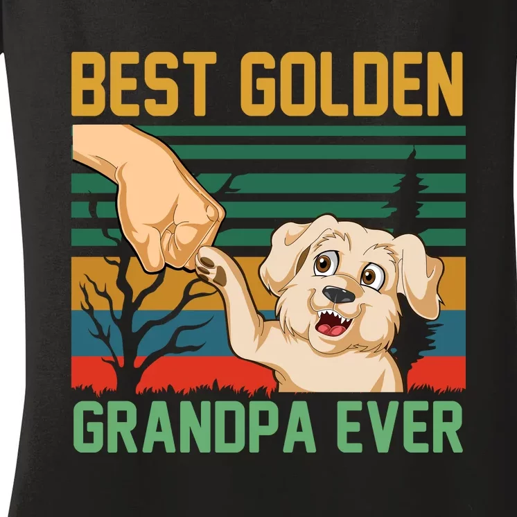 Best Golden Grandpa Ever Women's V-Neck T-Shirt