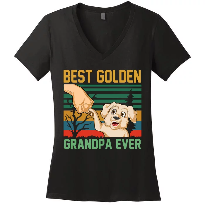 Best Golden Grandpa Ever Women's V-Neck T-Shirt