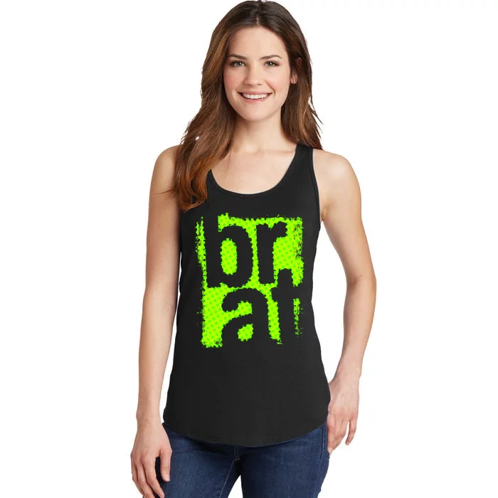 Brat Green Grunge Distressed Oversized Brat Oversized Ladies Essential Tank