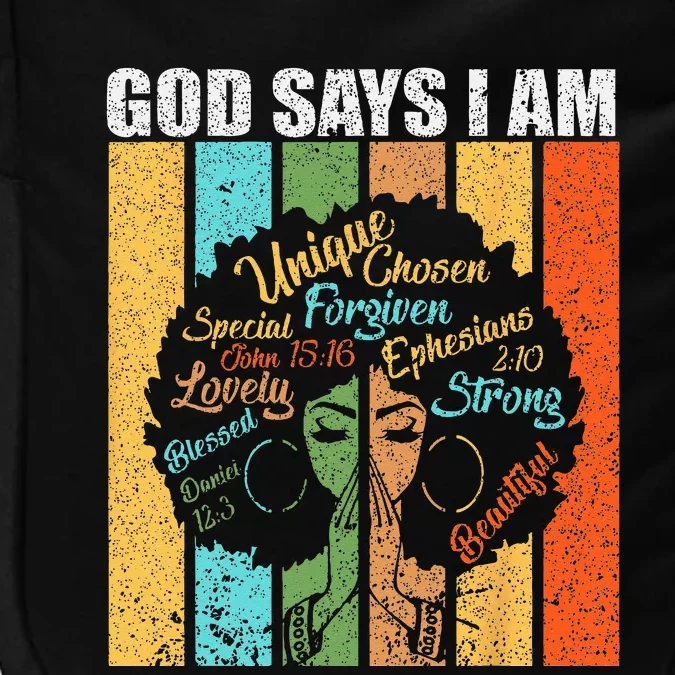 Black Girl God Says I Am Black Melanin Junenth Impact Tech Backpack