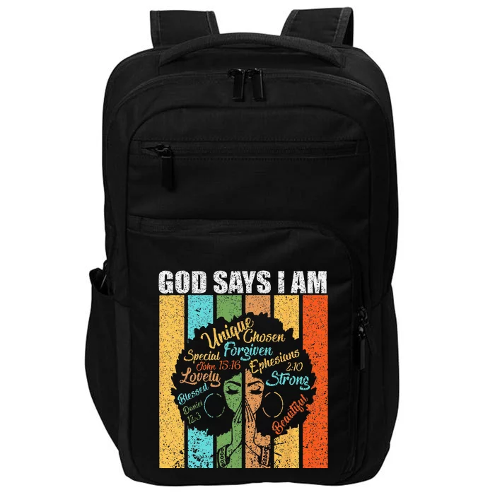 Black Girl God Says I Am Black Melanin Junenth Impact Tech Backpack