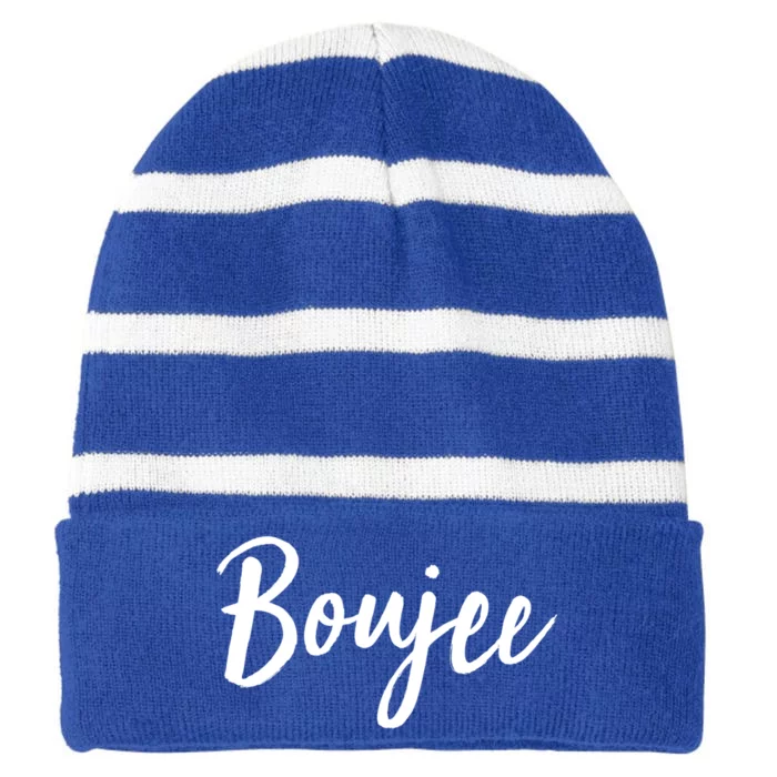 Boujee Great Gift Cool Gift Striped Beanie with Solid Band