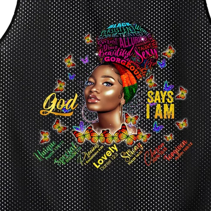 Black Girl God Says I Am Black Melanin History Month Pride Mesh Reversible Basketball Jersey Tank