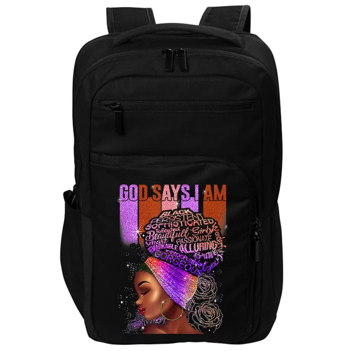 Black Girl God Says I Am Black Melanin History Month Pride Impact Tech Backpack