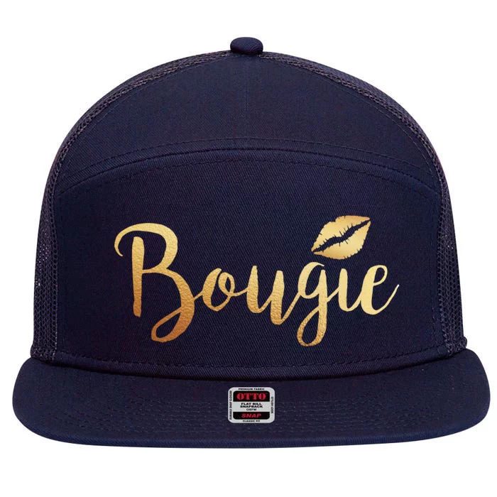 Bougie Great Gift Melanin Poppin Great Gift Black Magic Funny Gift 7 Panel Mesh Trucker Snapback Hat