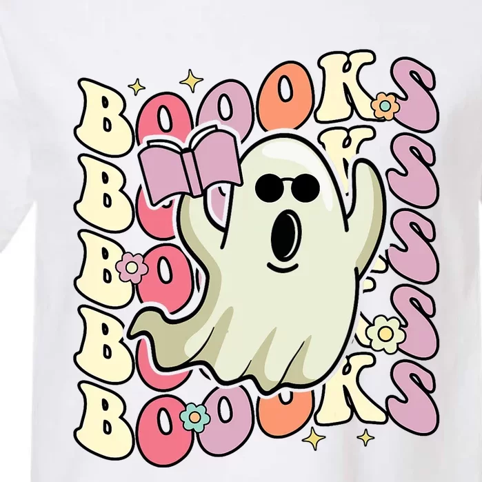 Boooks Ghost Groovy Book Reading Halloween Teacher Garment-Dyed Heavyweight T-Shirt