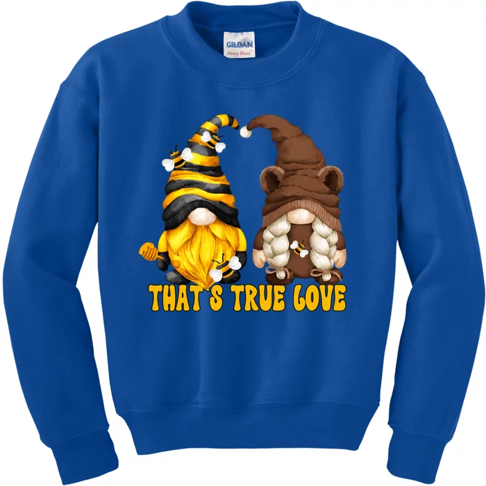 Bee Gnome Graphic For Valentines Day Funny Honey And Bear Gift Kids Sweatshirt