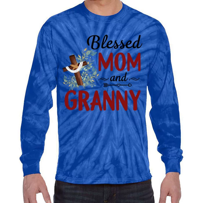 Blessed Granny Gift Flower Decor Granny Cute Gift Tie-Dye Long Sleeve Shirt