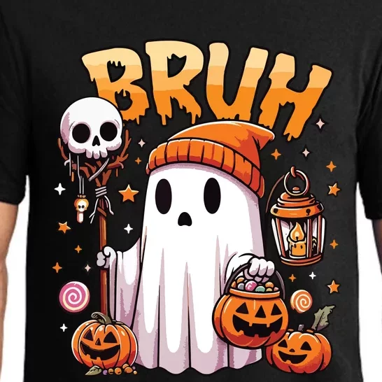 Bruh Ghost Halloween Cute Ghost Trick Or Treat Candy Pajama Set