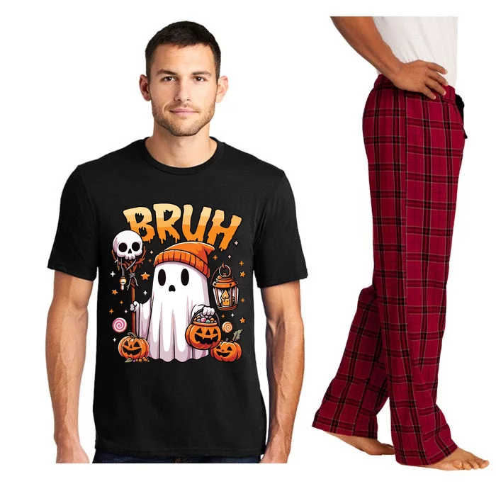 Bruh Ghost Halloween Cute Ghost Trick Or Treat Candy Pajama Set