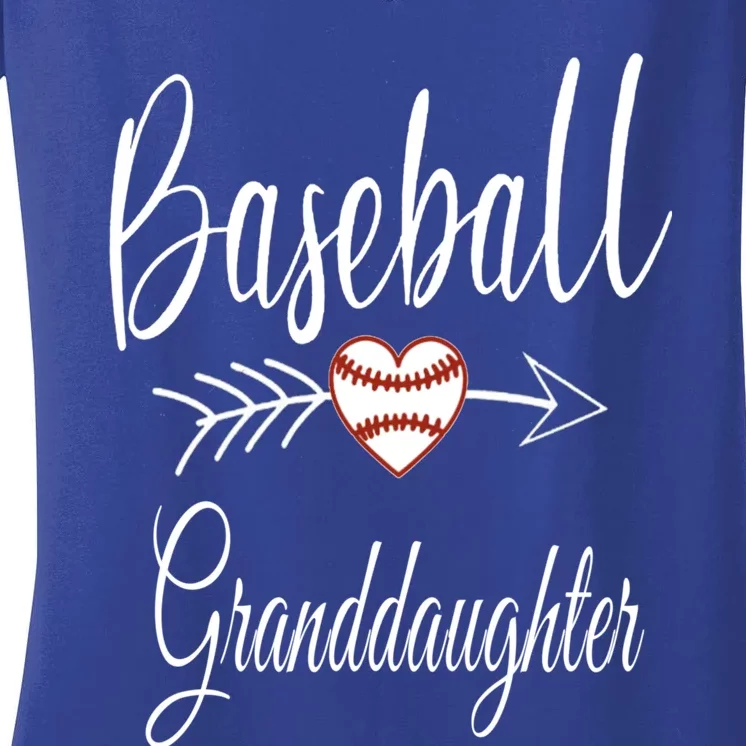 Baseball Granddaughter Heart For Baseball Lovers Gift Women's V-Neck T-Shirt