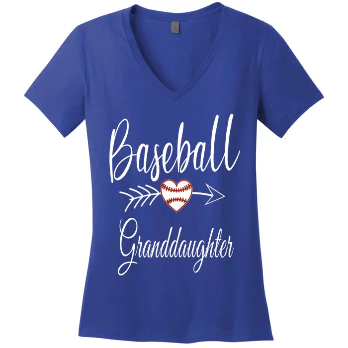 Baseball Granddaughter Heart For Baseball Lovers Gift Women's V-Neck T-Shirt