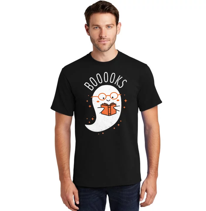 Booooks Ghost Halloween Teacher Book Library Reading Tall T-Shirt