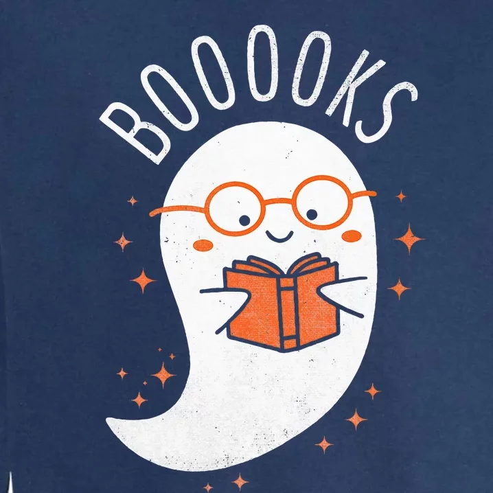 Booooks Ghost Halloween Teacher Book Library Reading Garment-Dyed Sweatshirt