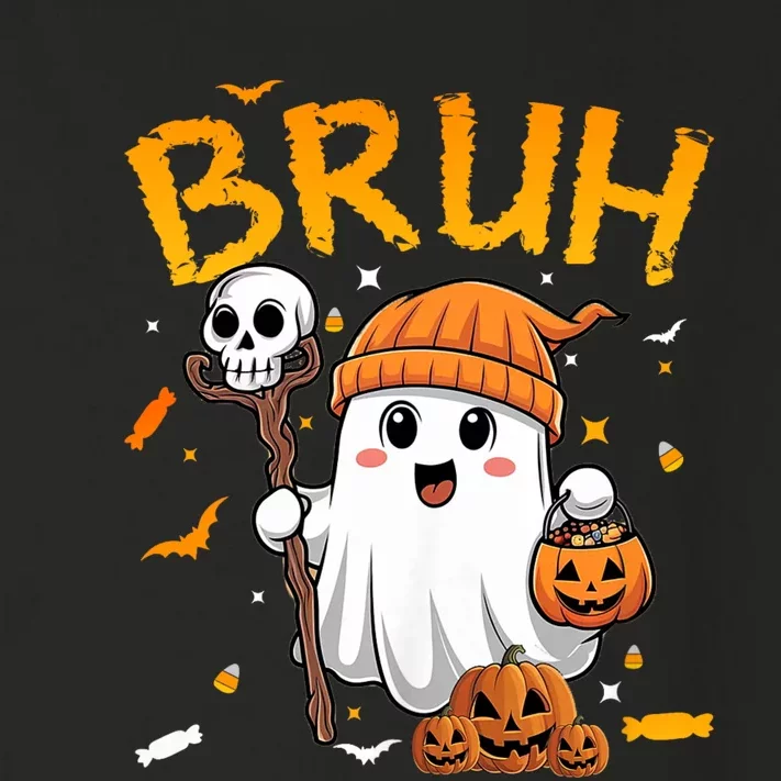 Bruh Ghost Halloween Cute Ghost Candy Funny Halloween Toddler Long Sleeve Shirt