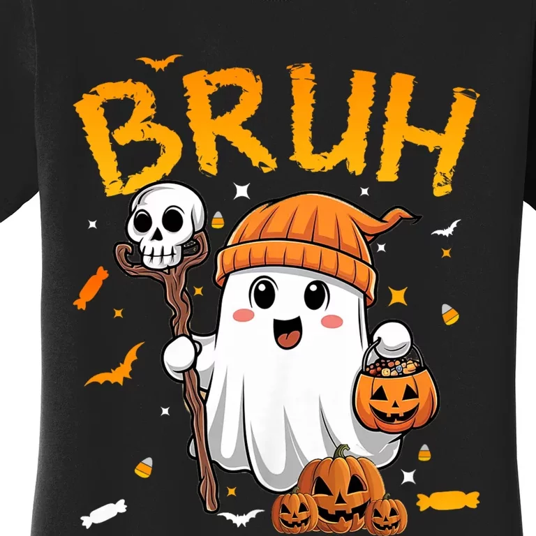 Bruh Ghost Halloween Cute Ghost Candy Funny Halloween Women's T-Shirt