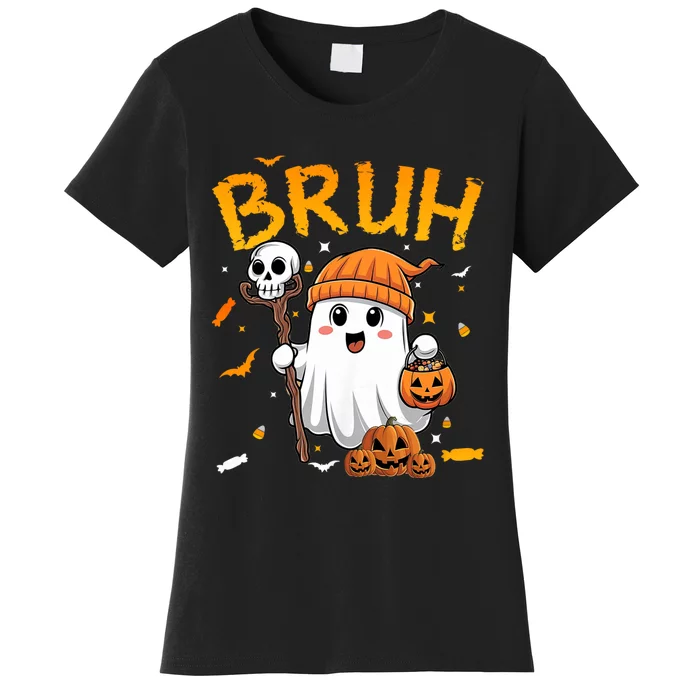 Bruh Ghost Halloween Cute Ghost Candy Funny Halloween Women's T-Shirt