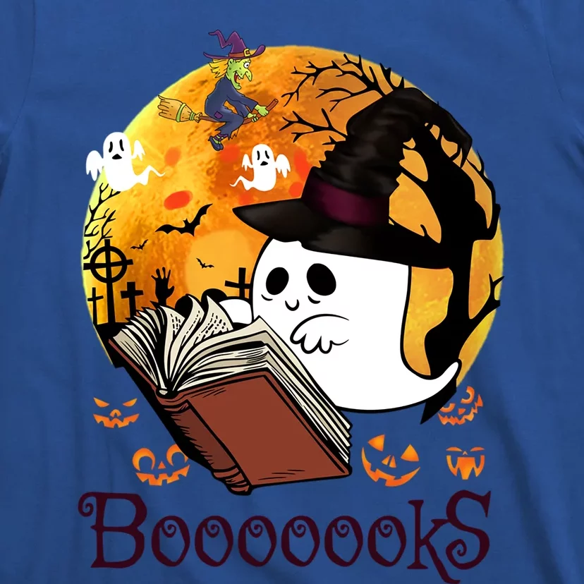 Booooks Ghost Halloween Librarian Reading Teacher Book Lover Meaningful Gift T-Shirt