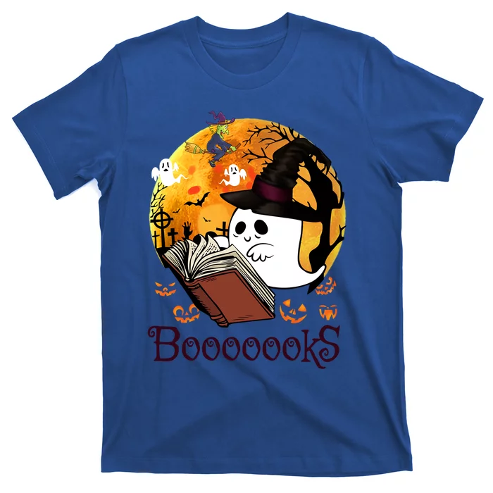 Booooks Ghost Halloween Librarian Reading Teacher Book Lover Meaningful Gift T-Shirt