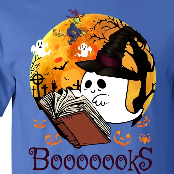 Booooks Ghost Halloween Librarian Reading Teacher Book Lover Meaningful Gift Tall T-Shirt