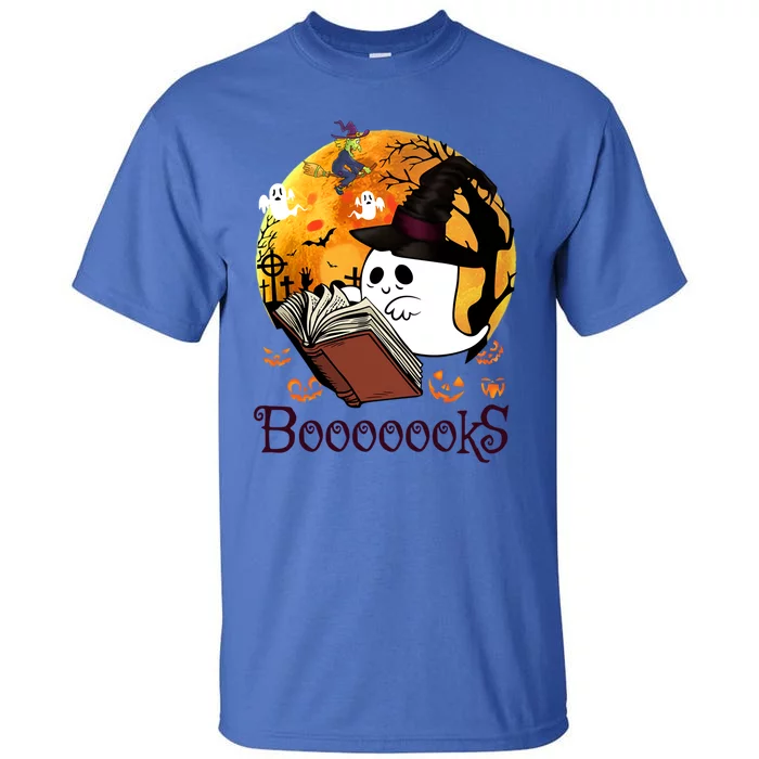 Booooks Ghost Halloween Librarian Reading Teacher Book Lover Meaningful Gift Tall T-Shirt