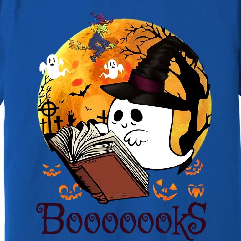 Booooks Ghost Halloween Librarian Reading Teacher Book Lover Meaningful Gift Premium T-Shirt